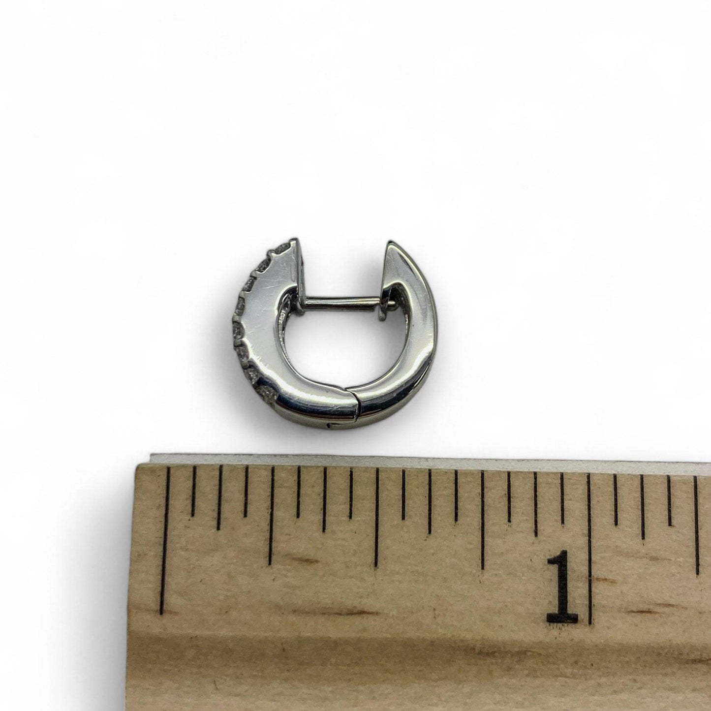 0.38 ctw White Diamond Huggy Earrings in 18K White Gold 5.6g