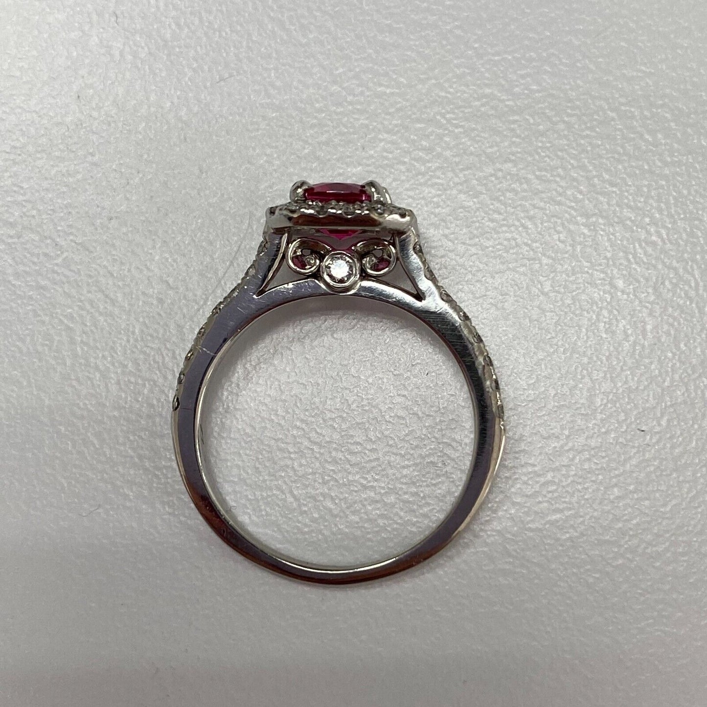 18k Gold 1ct Jedi (Pinkish-Red) Burma Spinel & 0.45ctw Diamond Halo Ring 6us