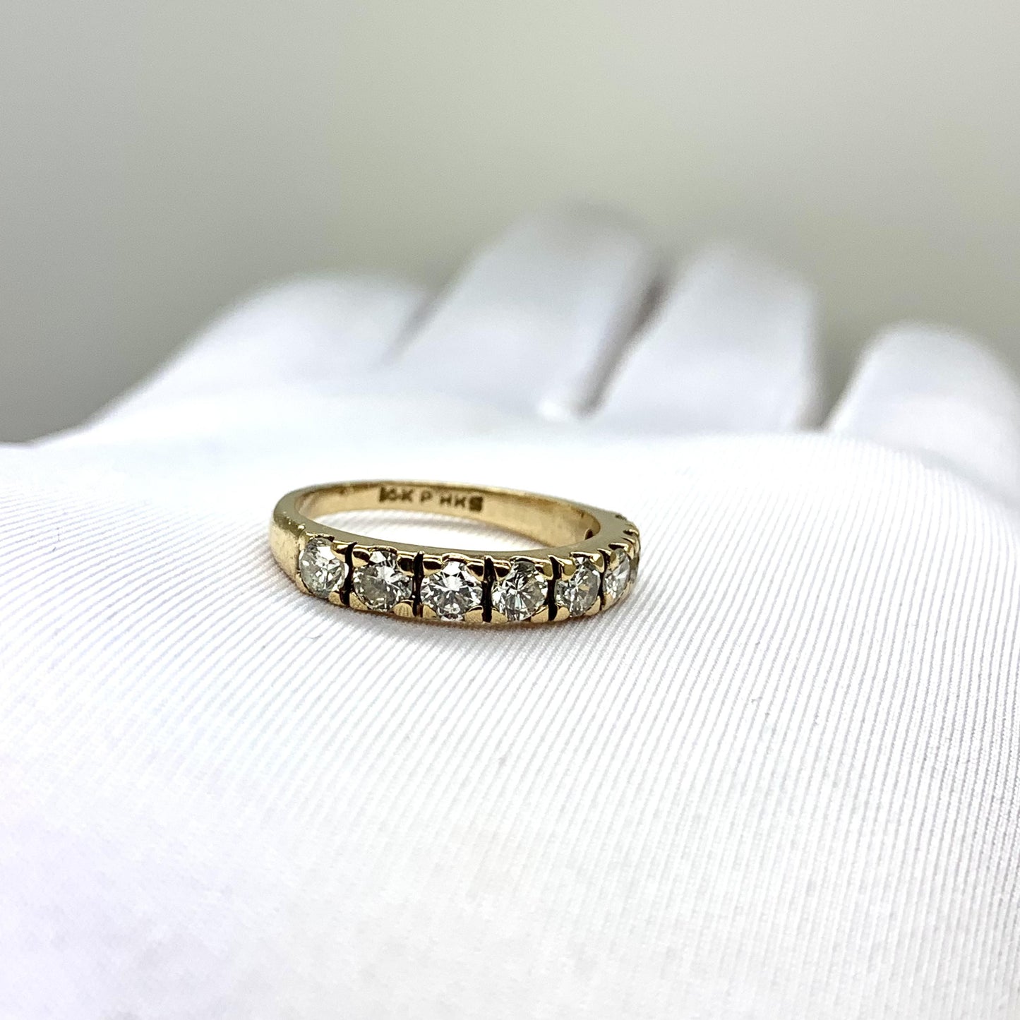 0.88 cttw White Diamond Channel Set Ring in 14k Yellow Gold 6US