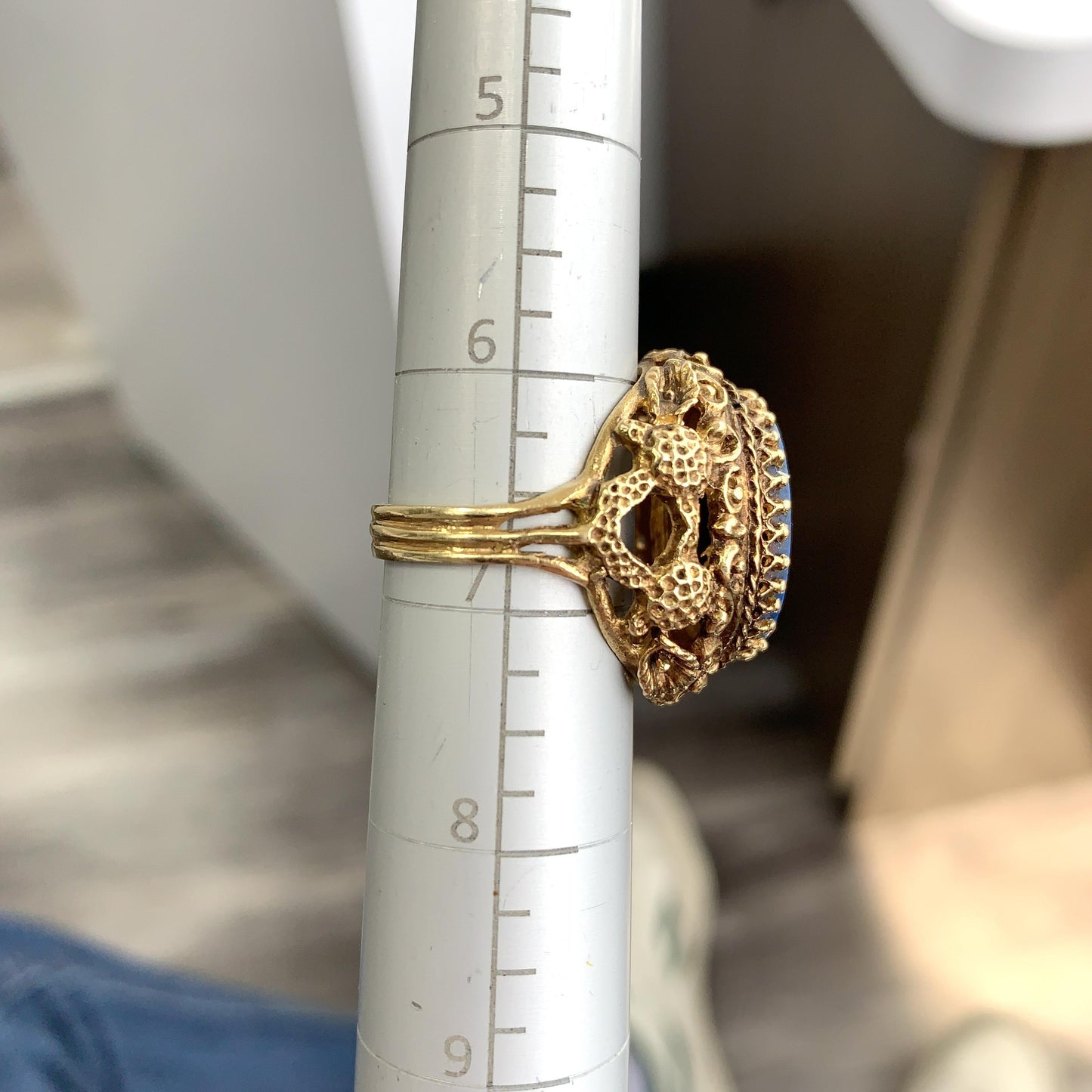 14K Yellow Gold Lapis Lazuli Ring 6.75 US