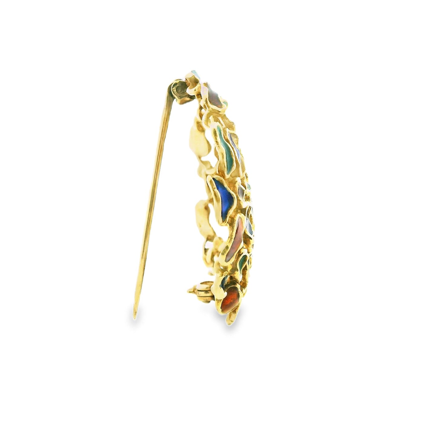 14k Yellow Golg Multicolour Enamel Brooch 12.80g.