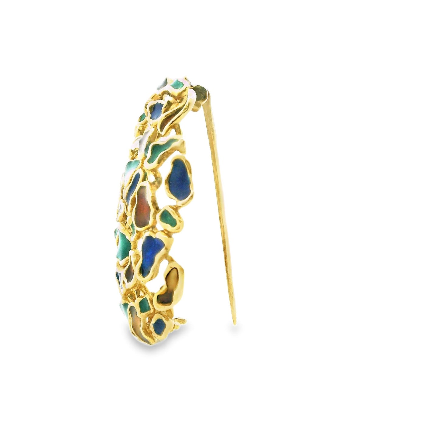 14k Yellow Golg Multicolour Enamel Brooch 12.80g.