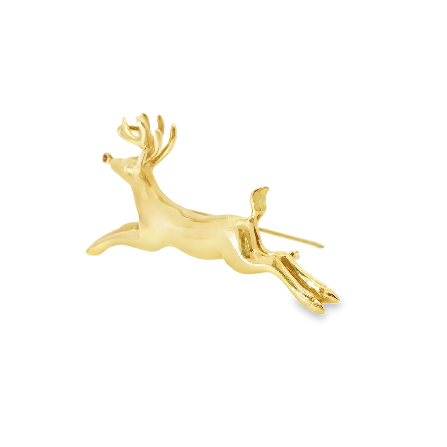14k Yellow Gold Reindeer Brooch 9.48g.