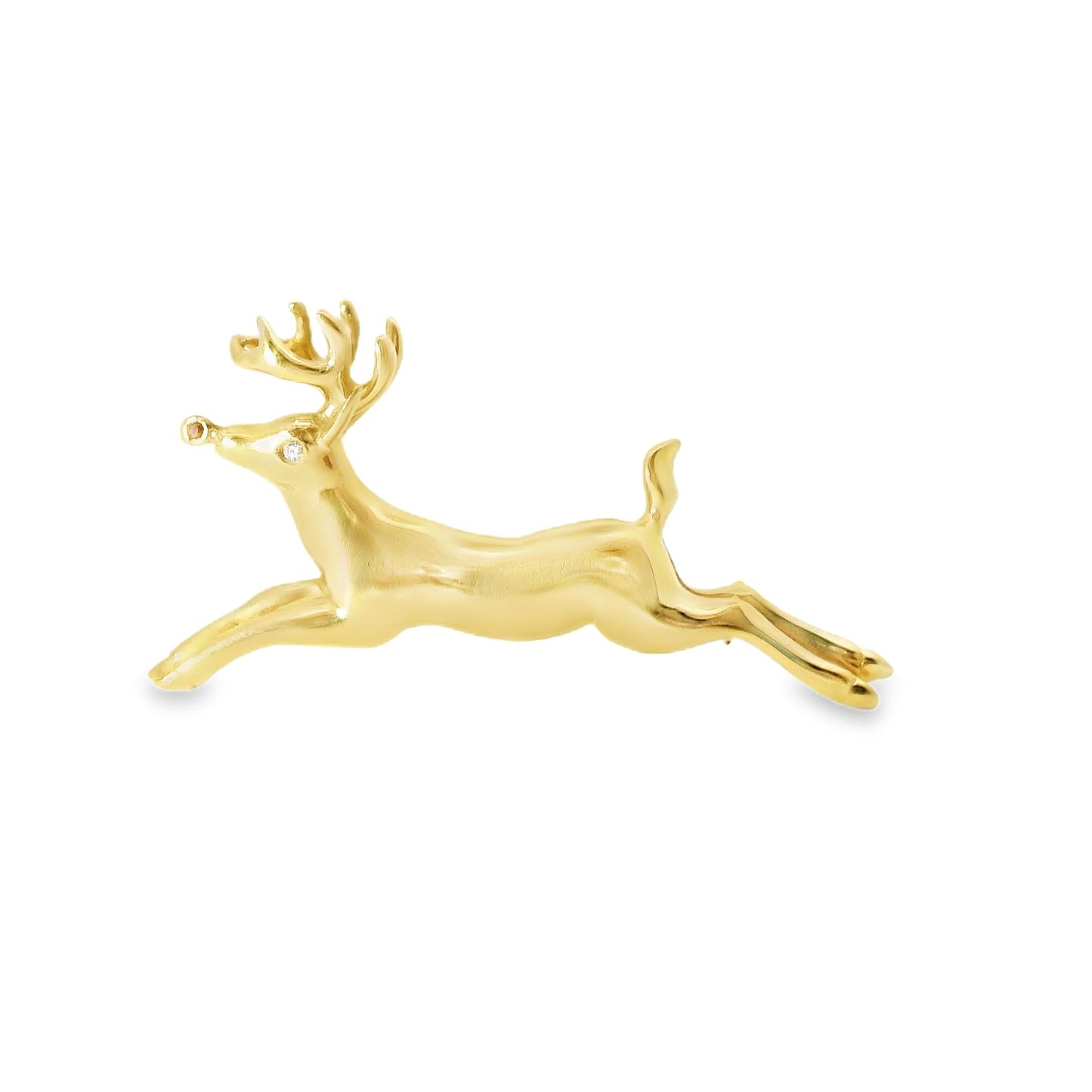 14k Yellow Gold Reindeer Brooch 9.48g.