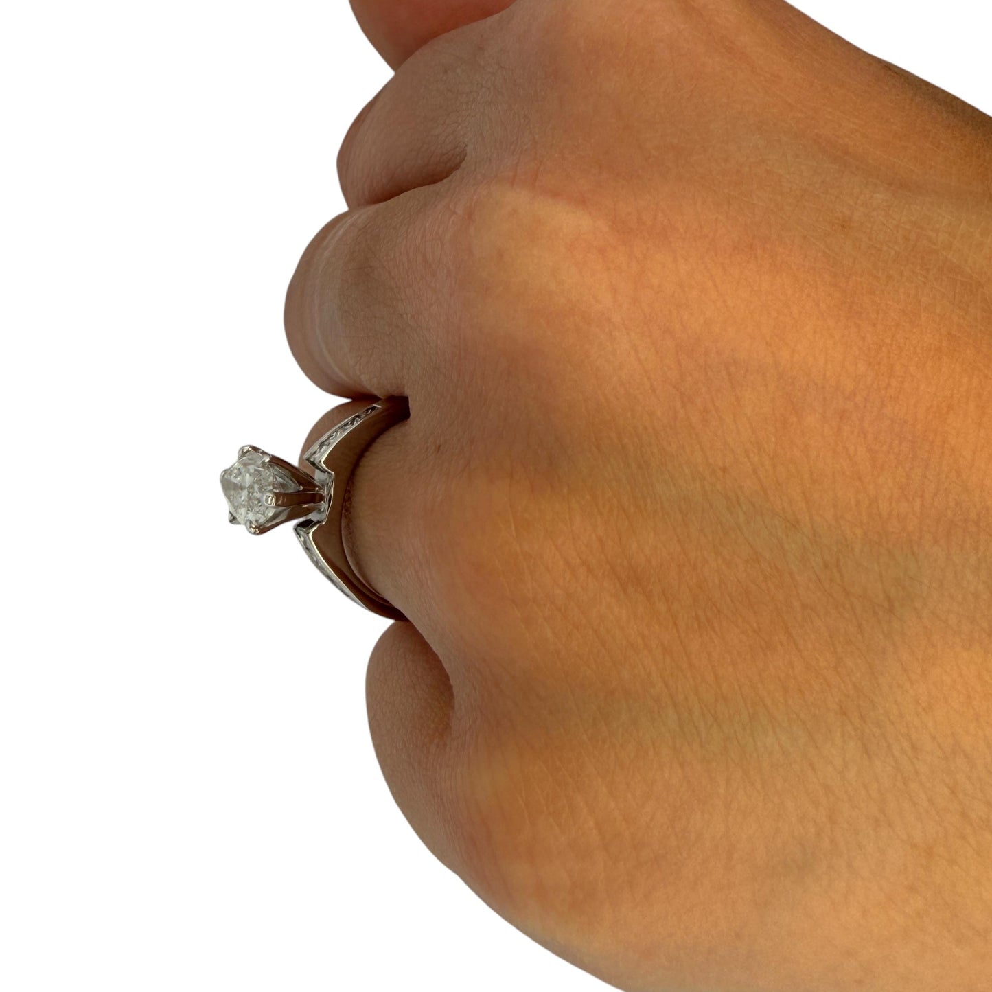 1.48 White Diamond Marquise Engagement Ring in 14K White Gold 6.5US 3.37g