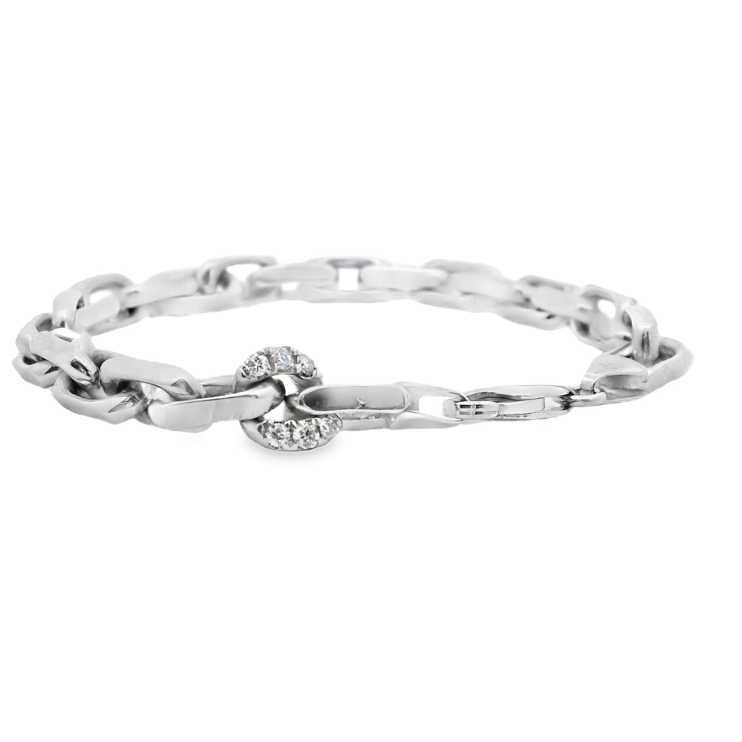 0.18 cttw. White Diamond Chain Bracelet in 14k White Gold 7.5" 27g.