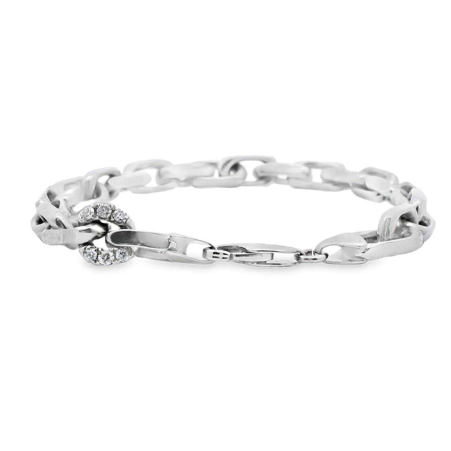 0.18 cttw. White Diamond Chain Bracelet in 14k White Gold 7.5" 27g.