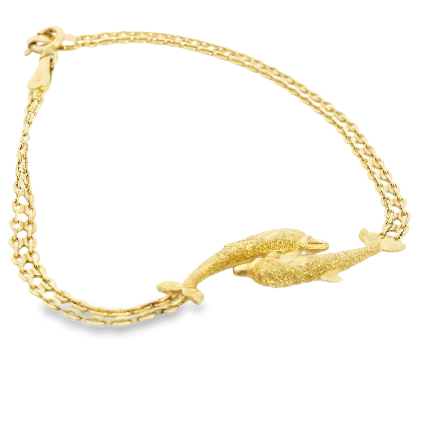 14k Yellow Gold Dolphin Bracelet 2.64g. 6.5"