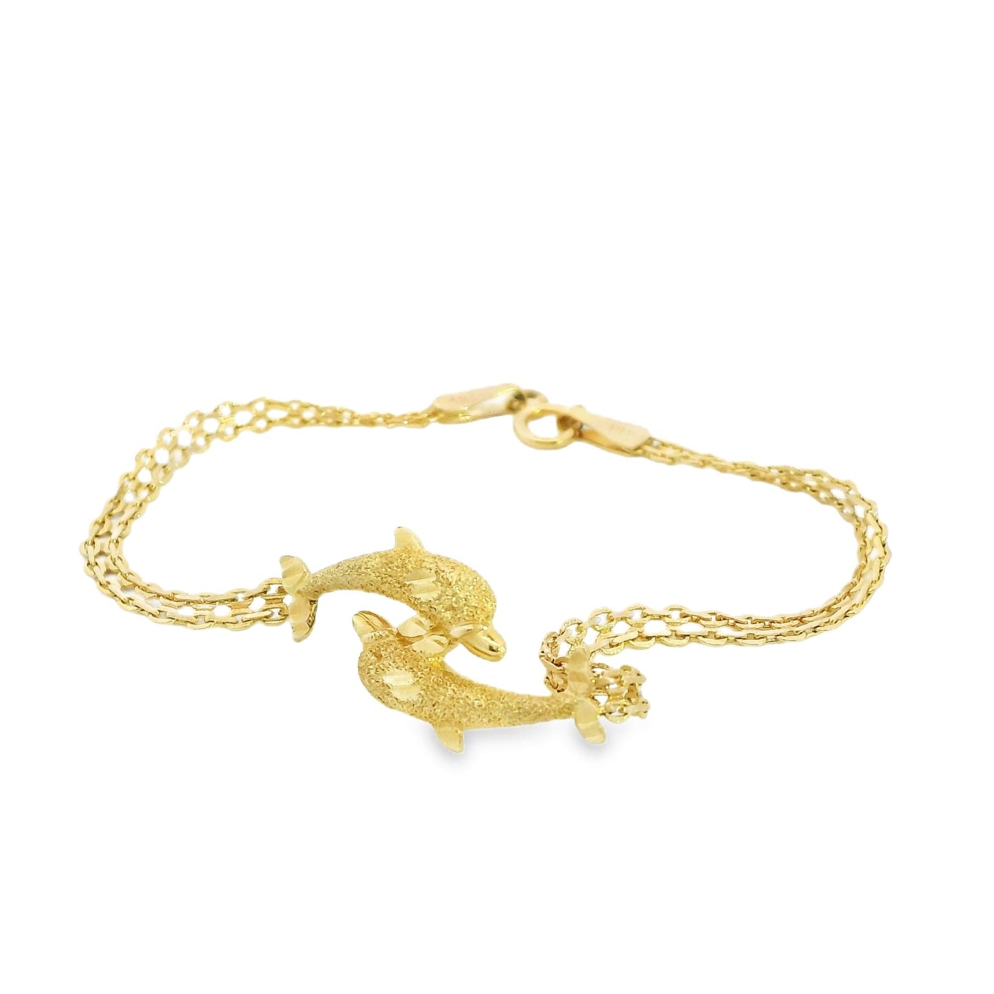 14k Yellow Gold Dolphin Bracelet 2.64g. 6.5"