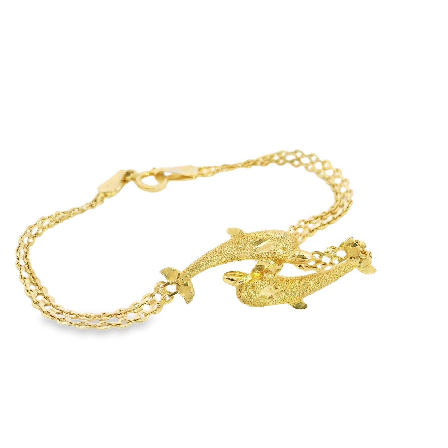 14k Yellow Gold Dolphin Bracelet 2.64g. 6.5"