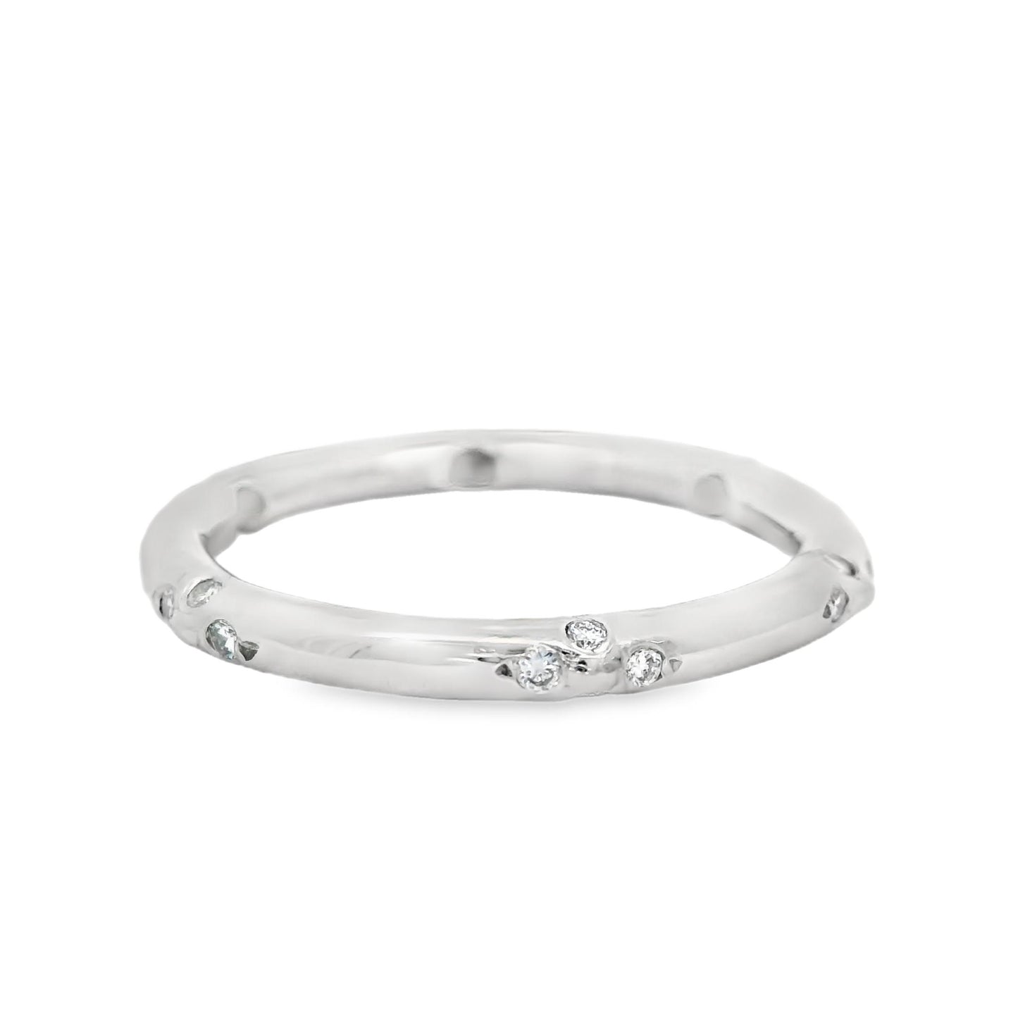 Platinum 0.12cttw. White Diamond Stationed Ring 3.73g. 5.25US
