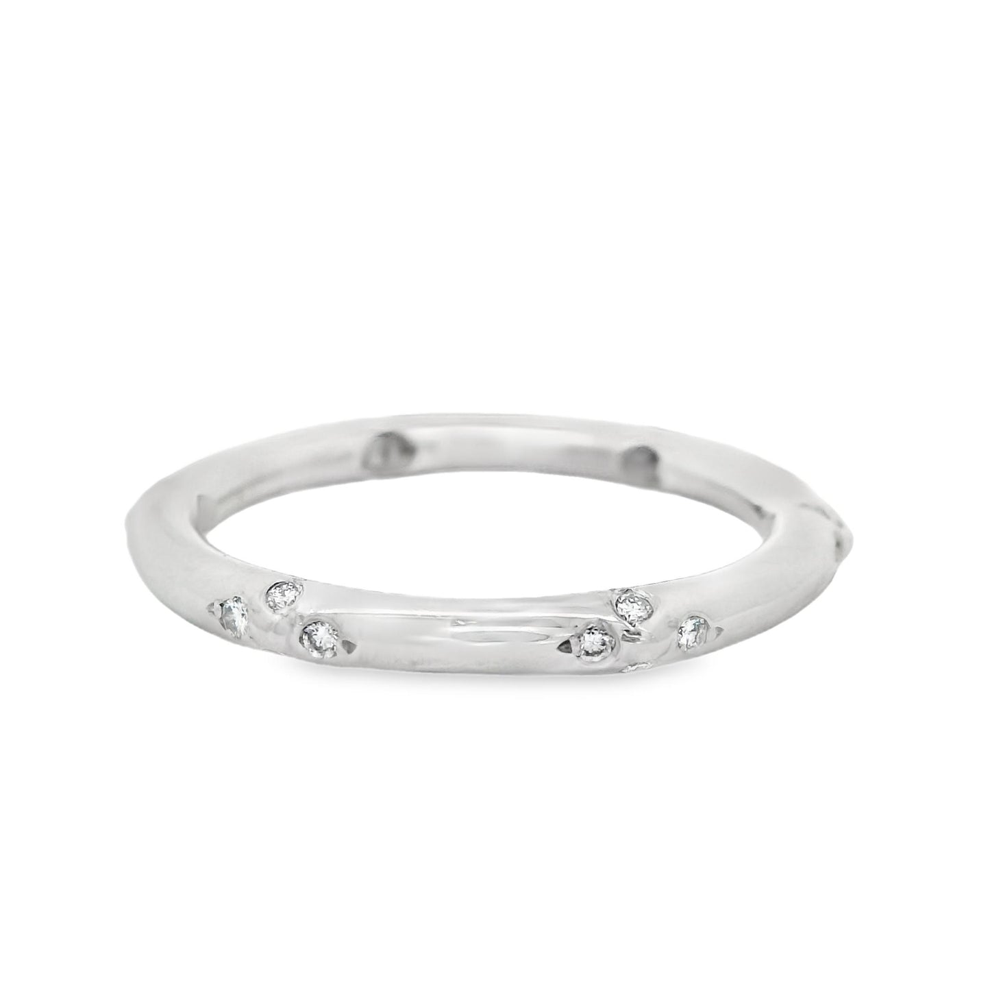 Platinum 0.12cttw. White Diamond Stationed Ring 3.73g. 5.25US
