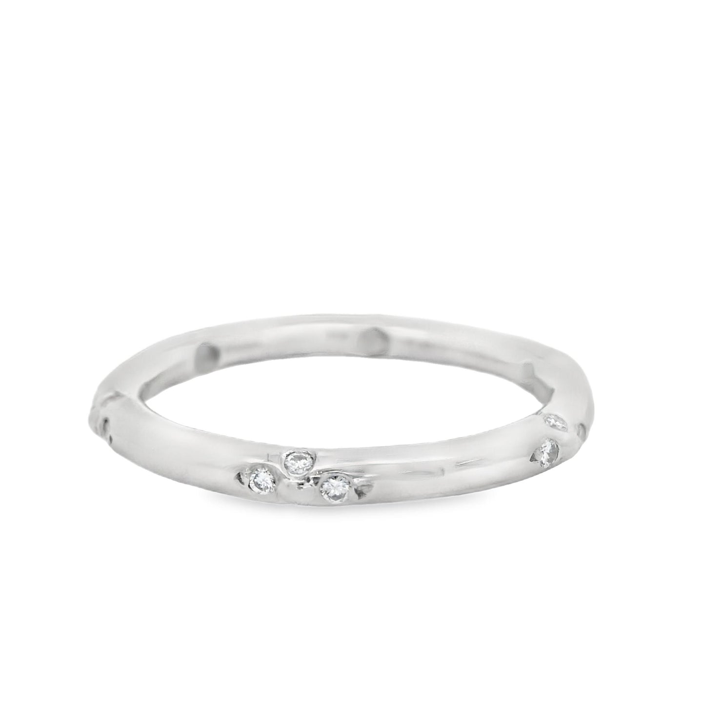 Platinum 0.12cttw. White Diamond Stationed Ring 3.73g. 5.25US