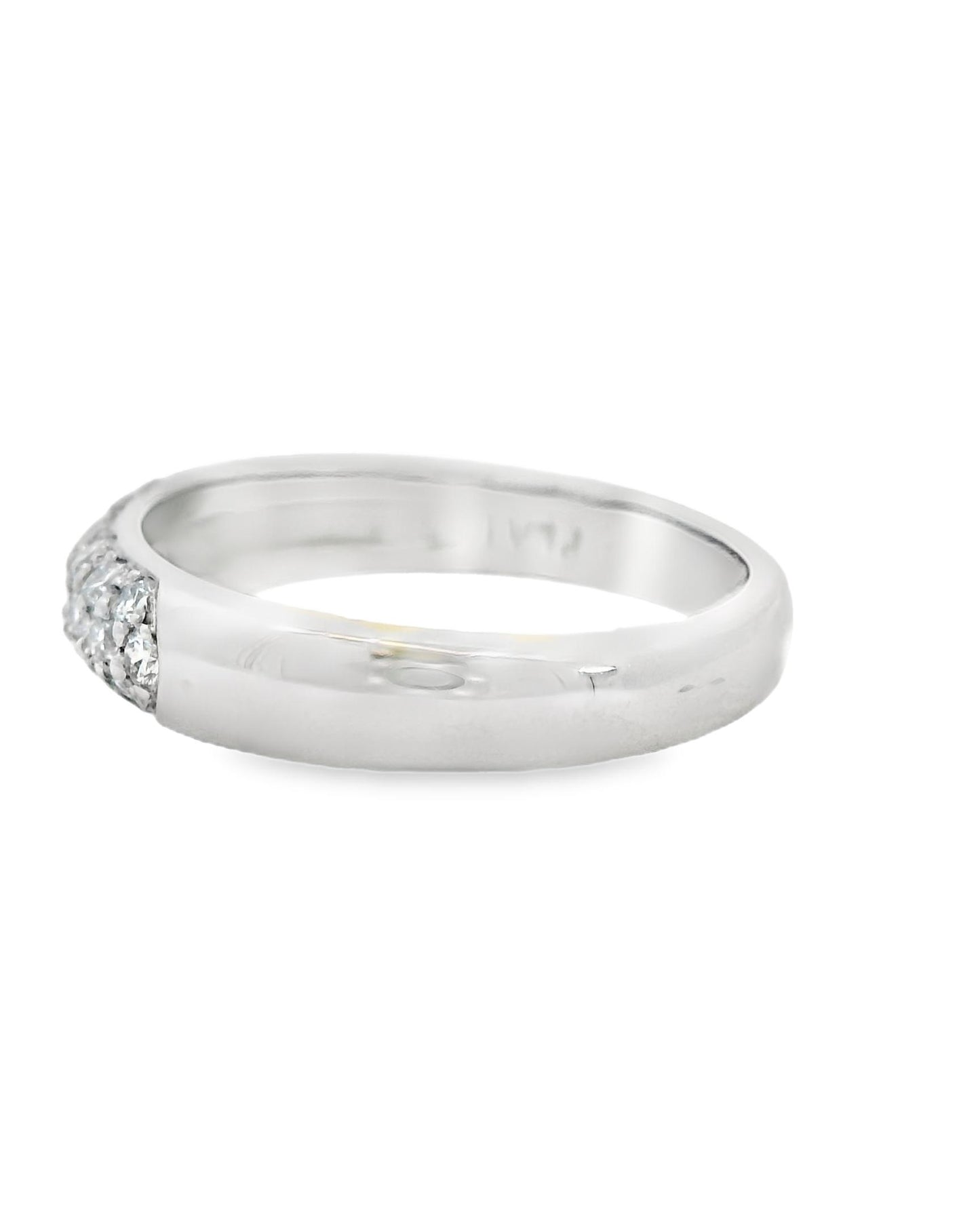 0.40cttw. White Diamond Platinum 3 Row Platinum Ring 6.5US 6.13g.