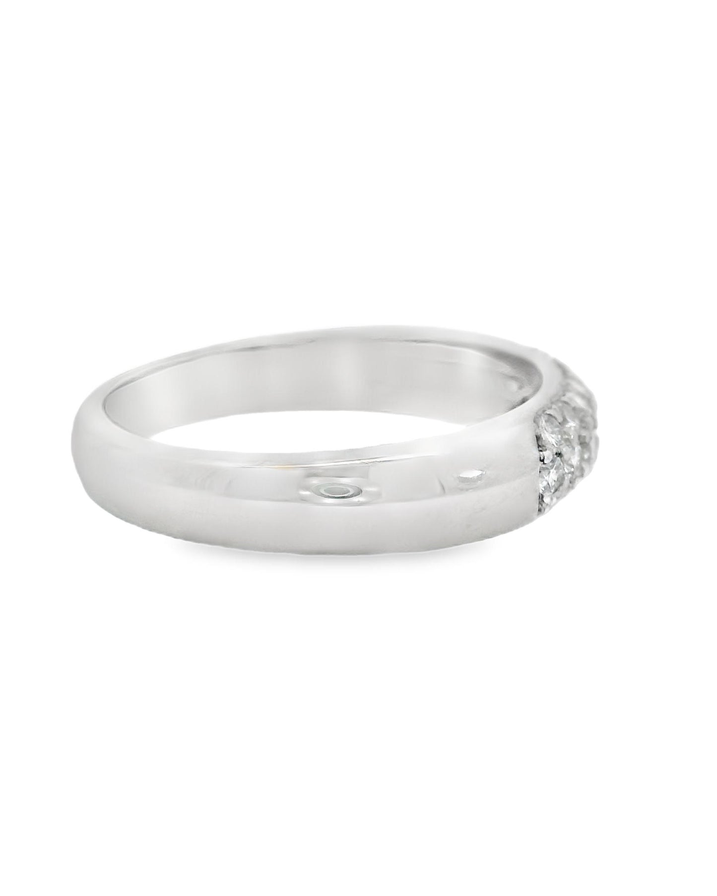 0.40cttw. White Diamond Platinum 3 Row Platinum Ring 6.5US 6.13g.