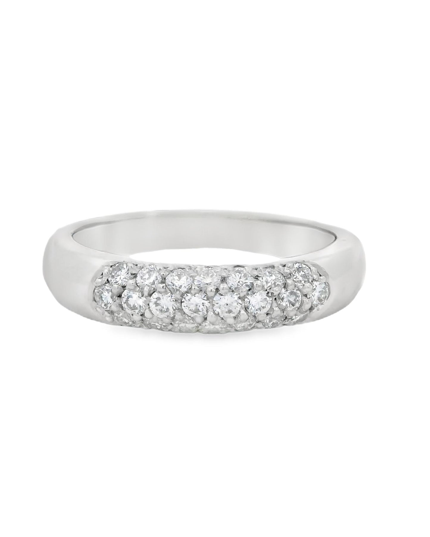 0.40cttw. White Diamond Platinum 3 Row Platinum Ring 6.5US 6.13g.