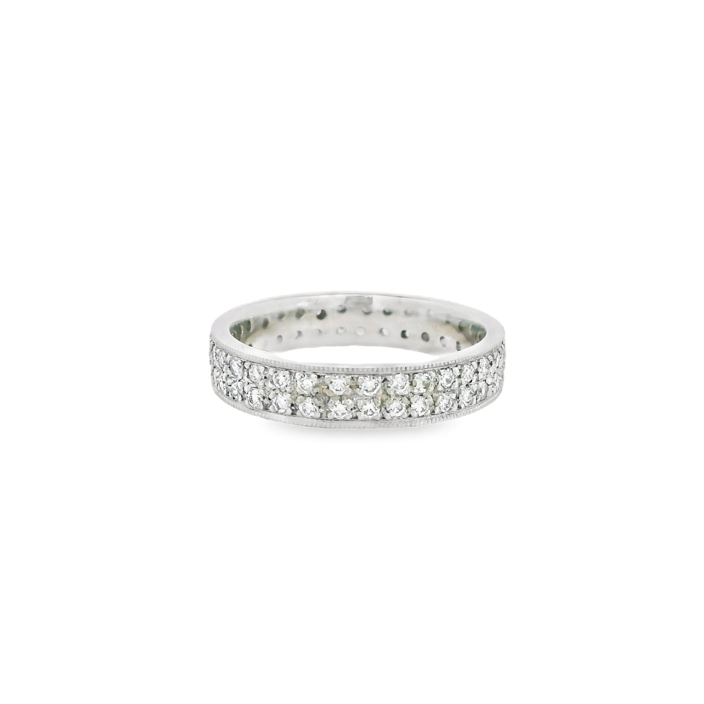 0.65cttw. White Diamond Two Row Eternity Band 5.68g. 6.5US