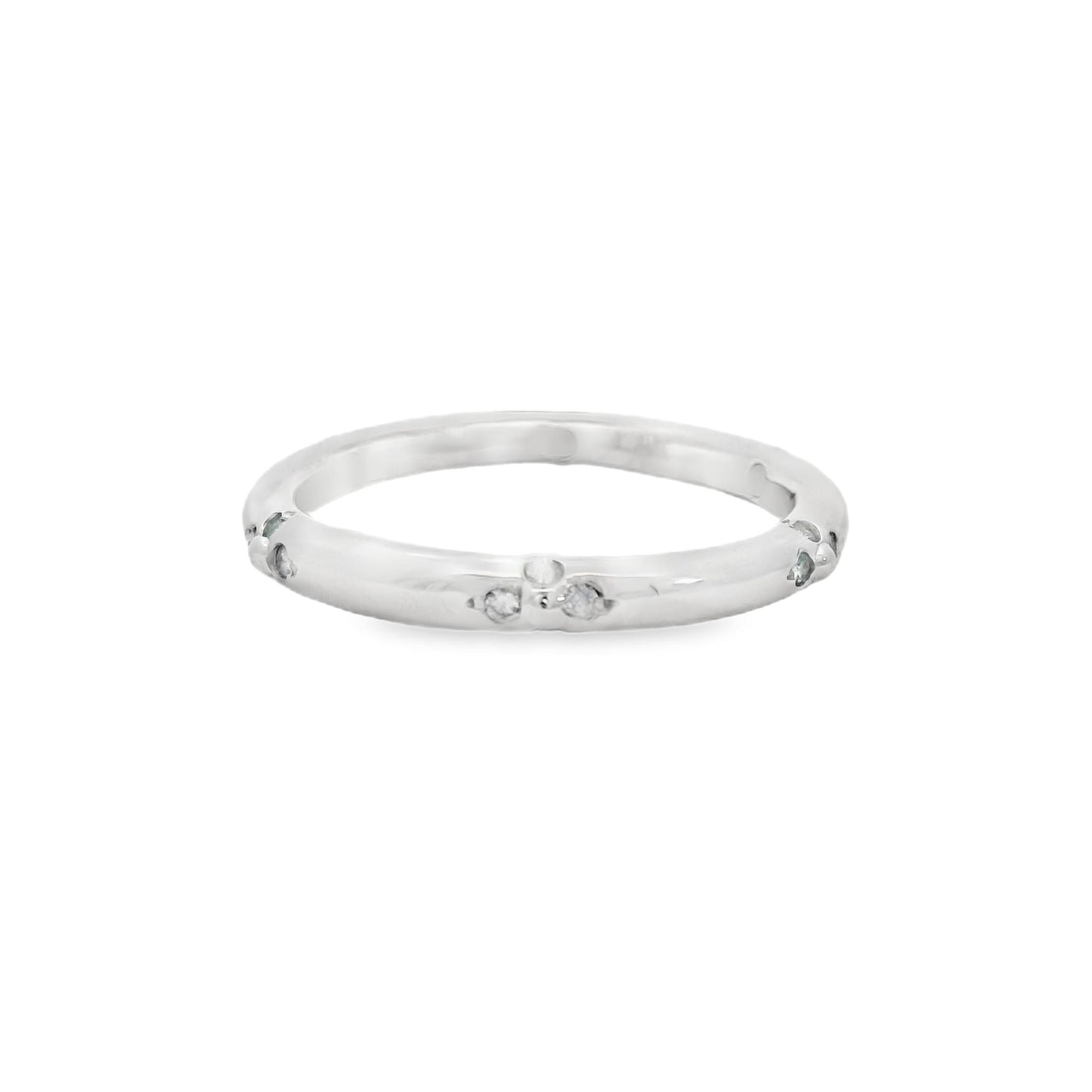 0.15 cttw. White Diamond Platinum Stationed Ring 5.75US 4.28g.