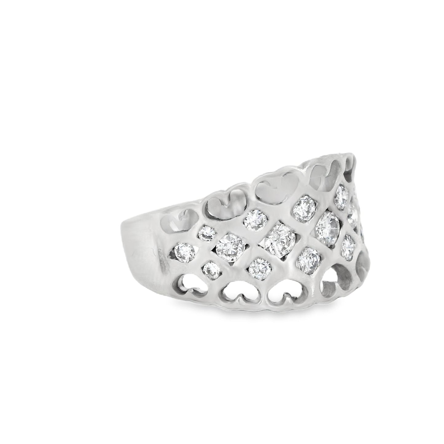 0.52cttw. White Diamond Wide Ring in 14k Brushed White Gold 4.48g. 5.75US