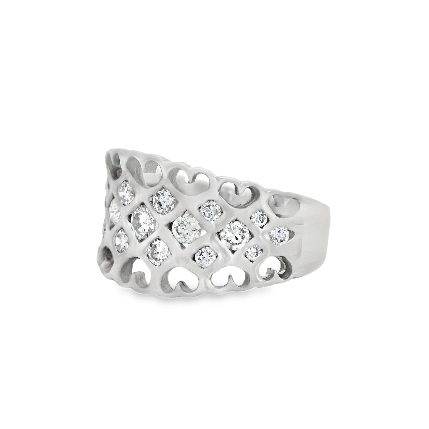 0.52cttw. White Diamond Wide Ring in 14k Brushed White Gold 4.48g. 5.75US