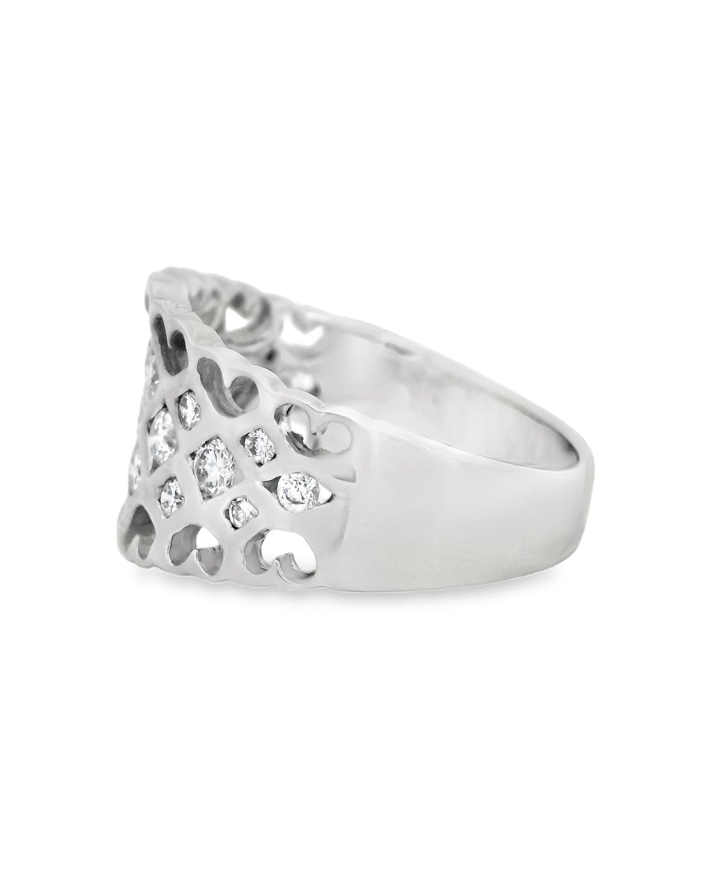 0.52cttw. White Diamond Wide Ring in 14k Brushed White Gold 4.48g. 5.75US