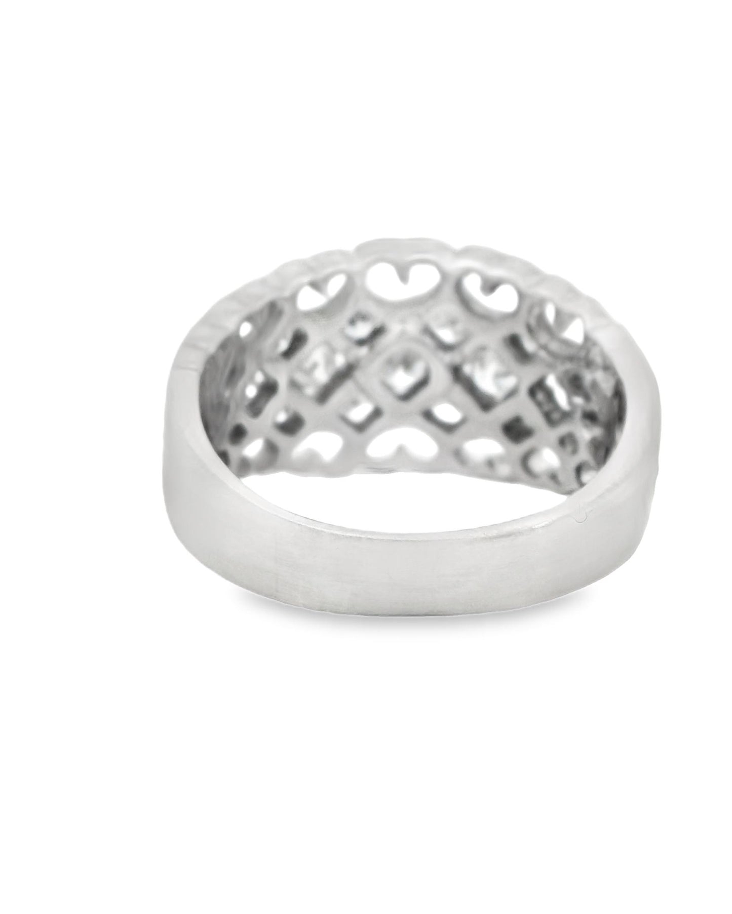 0.52cttw. White Diamond Wide Ring in 14k Brushed White Gold 4.48g. 5.75US