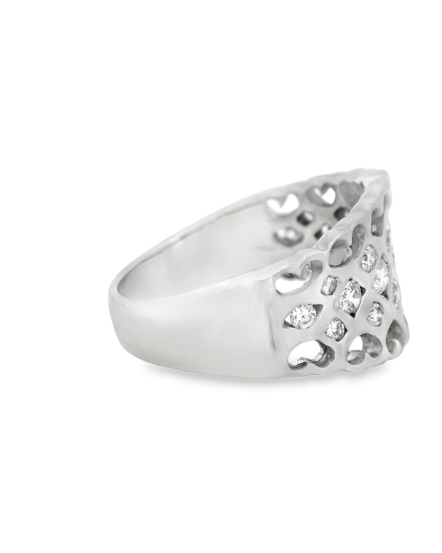 0.52cttw. White Diamond Wide Ring in 14k Brushed White Gold 4.48g. 5.75US