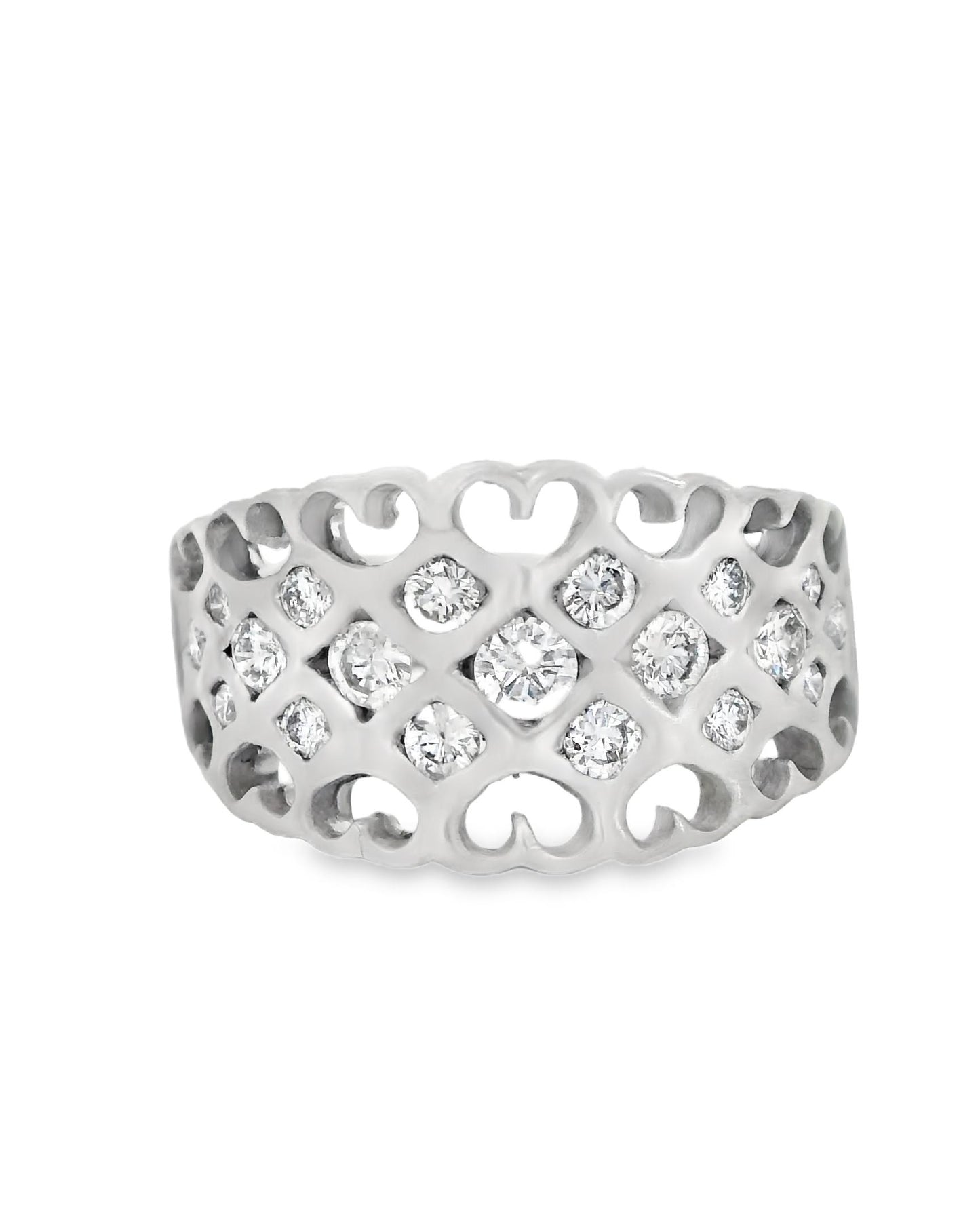 0.52cttw. White Diamond Wide Ring in 14k Brushed White Gold 4.48g. 5.75US