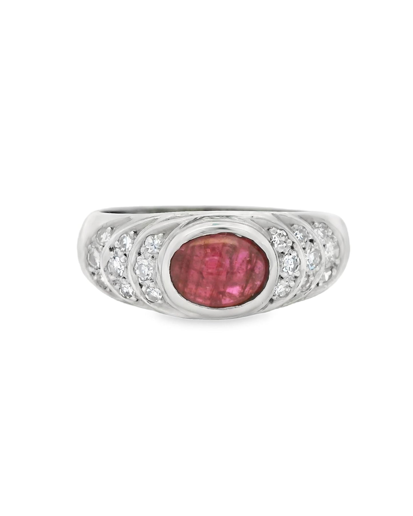 0.98ct. Ruby & 0.18cttw. White Diamond Ring in 14k White Gold 6.25US 4.20g.