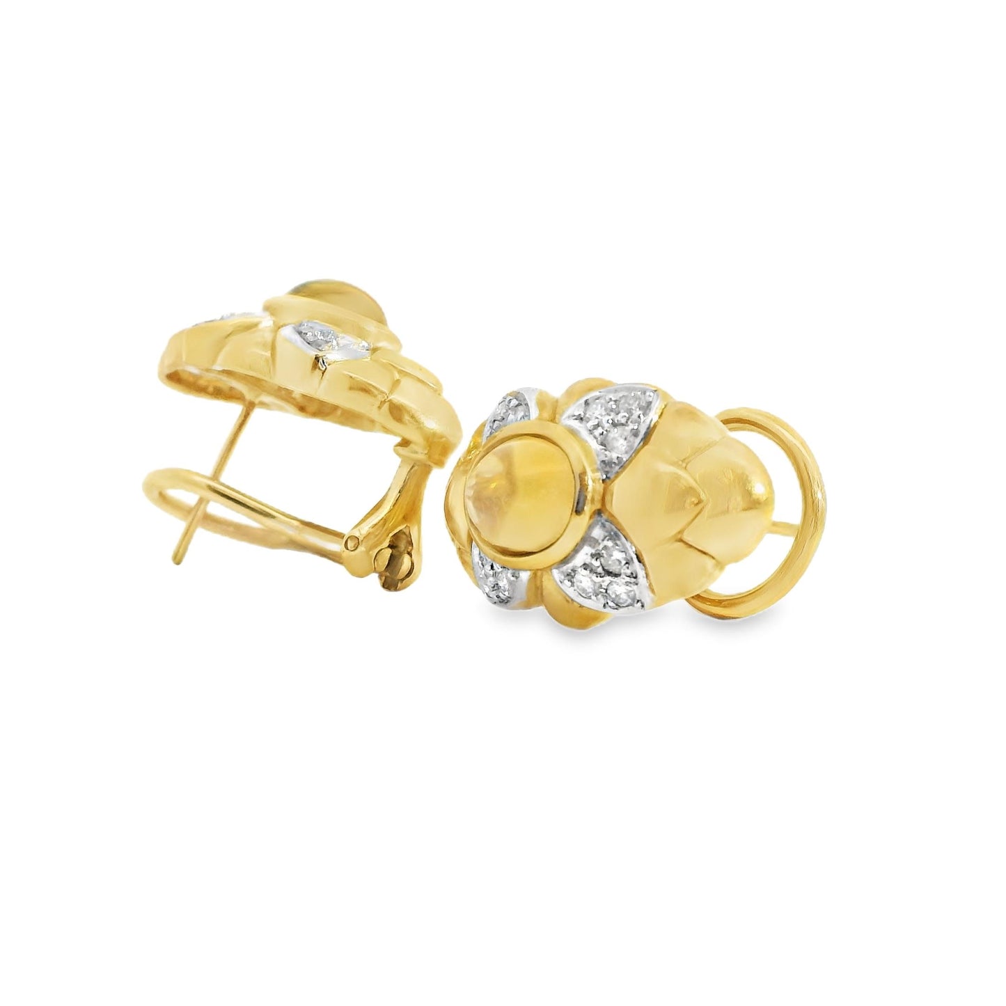 2.43 cttw. Citrine & 0.48cttw. White Diamond Earring in 18k Yellow Gold