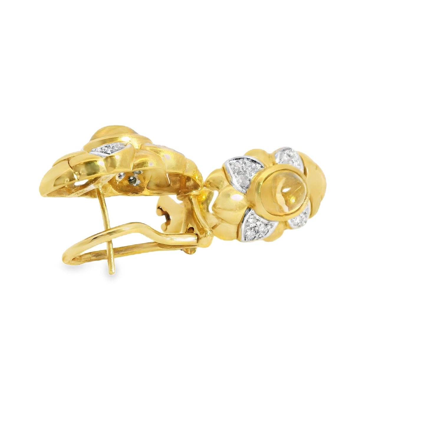 2.43 cttw. Citrine & 0.48cttw. White Diamond Earring in 18k Yellow Gold