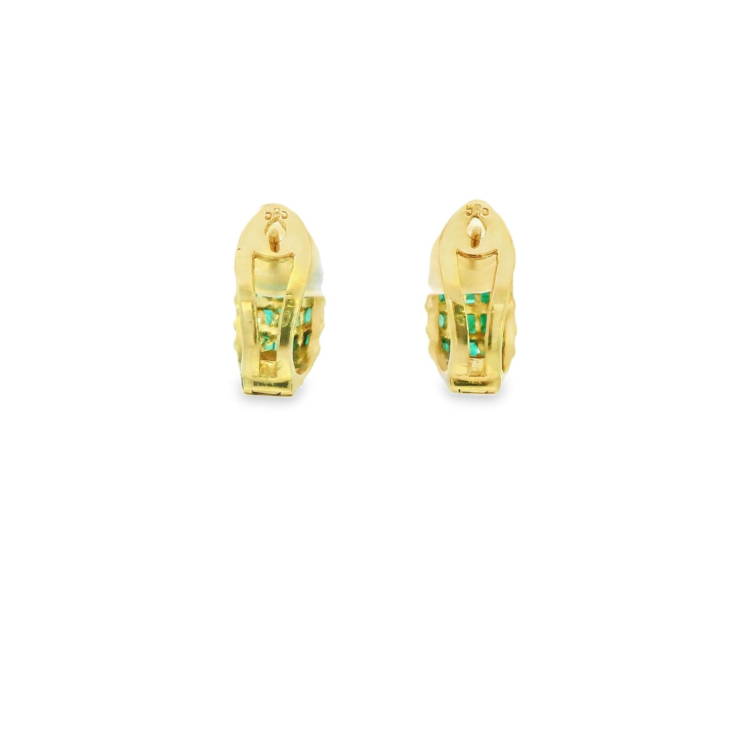 Green Emerald Earrings in 14k Yellow Gold 5.50g.