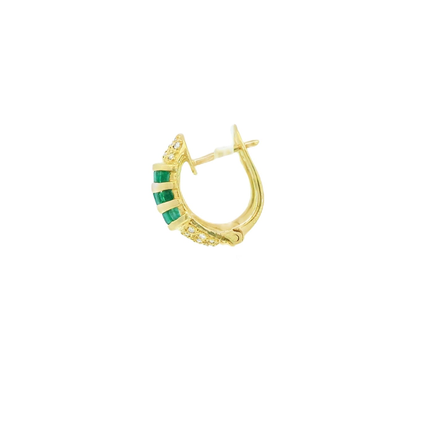 Green Emerald Earrings in 14k Yellow Gold 5.50g.