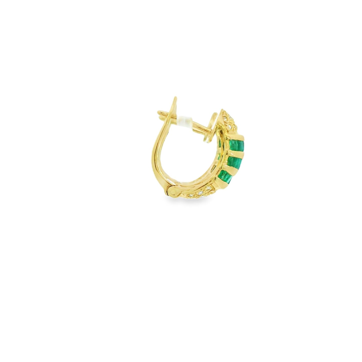 Green Emerald Earrings in 14k Yellow Gold 5.50g.