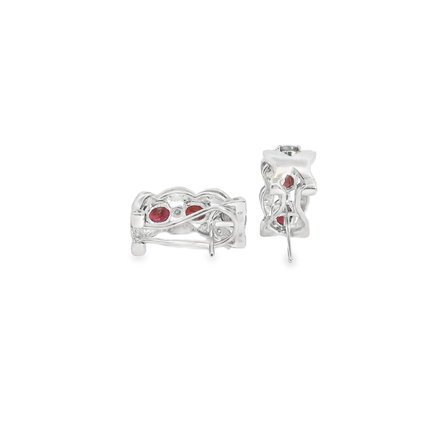 2.78ctw. Ruby & 0.17cttw. White Diamond Earrings in 14k White Gold 5.35g