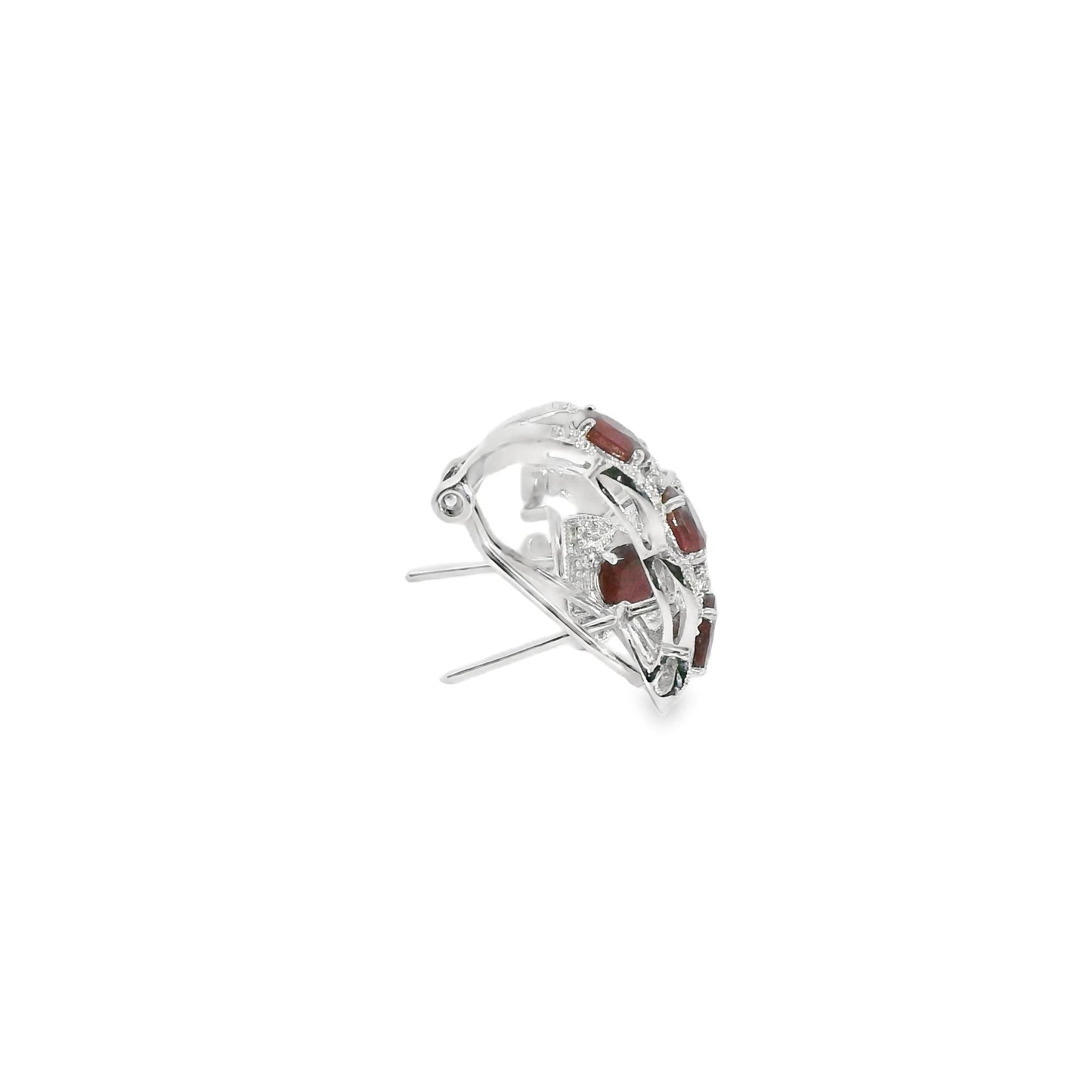 2.78ctw. Ruby & 0.17cttw. White Diamond Earrings in 14k White Gold 5.35g