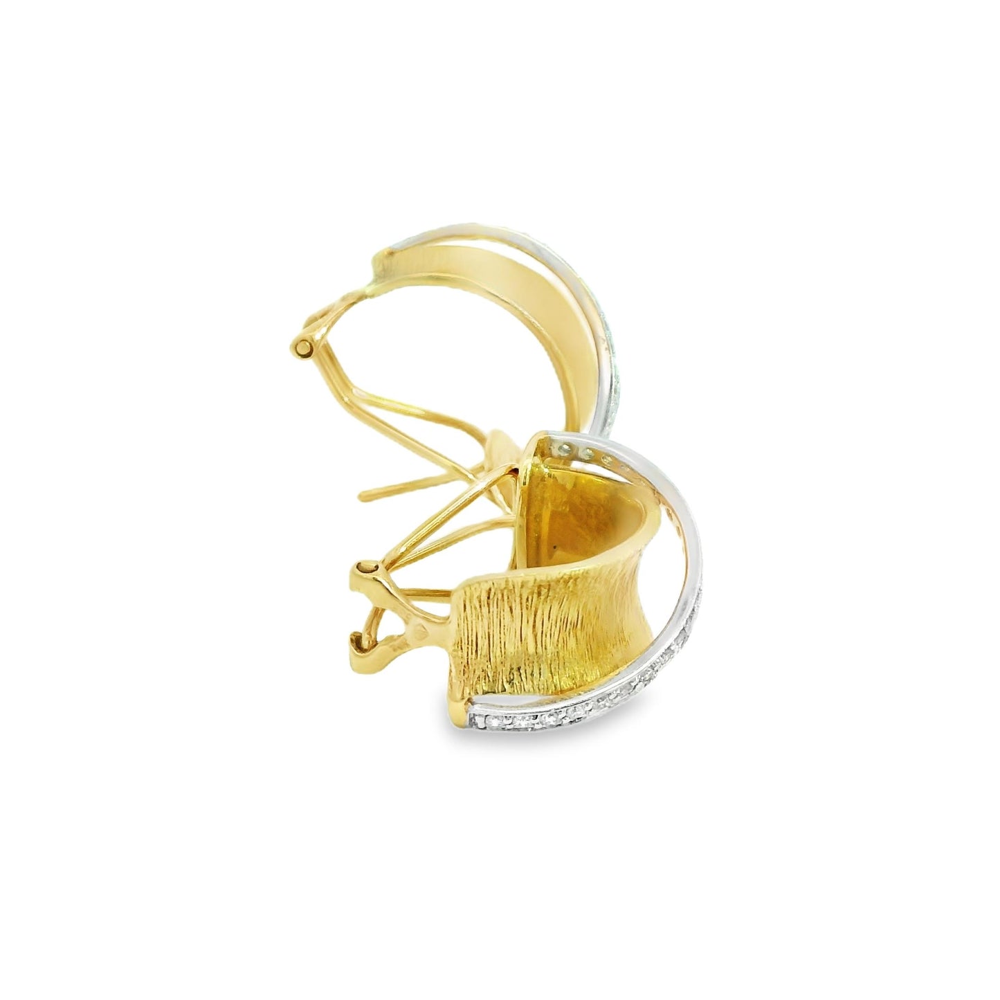 0.55 cttw. White Diamond Crossover Hoop Earrings in 14k Yellow Gold 9.81g.