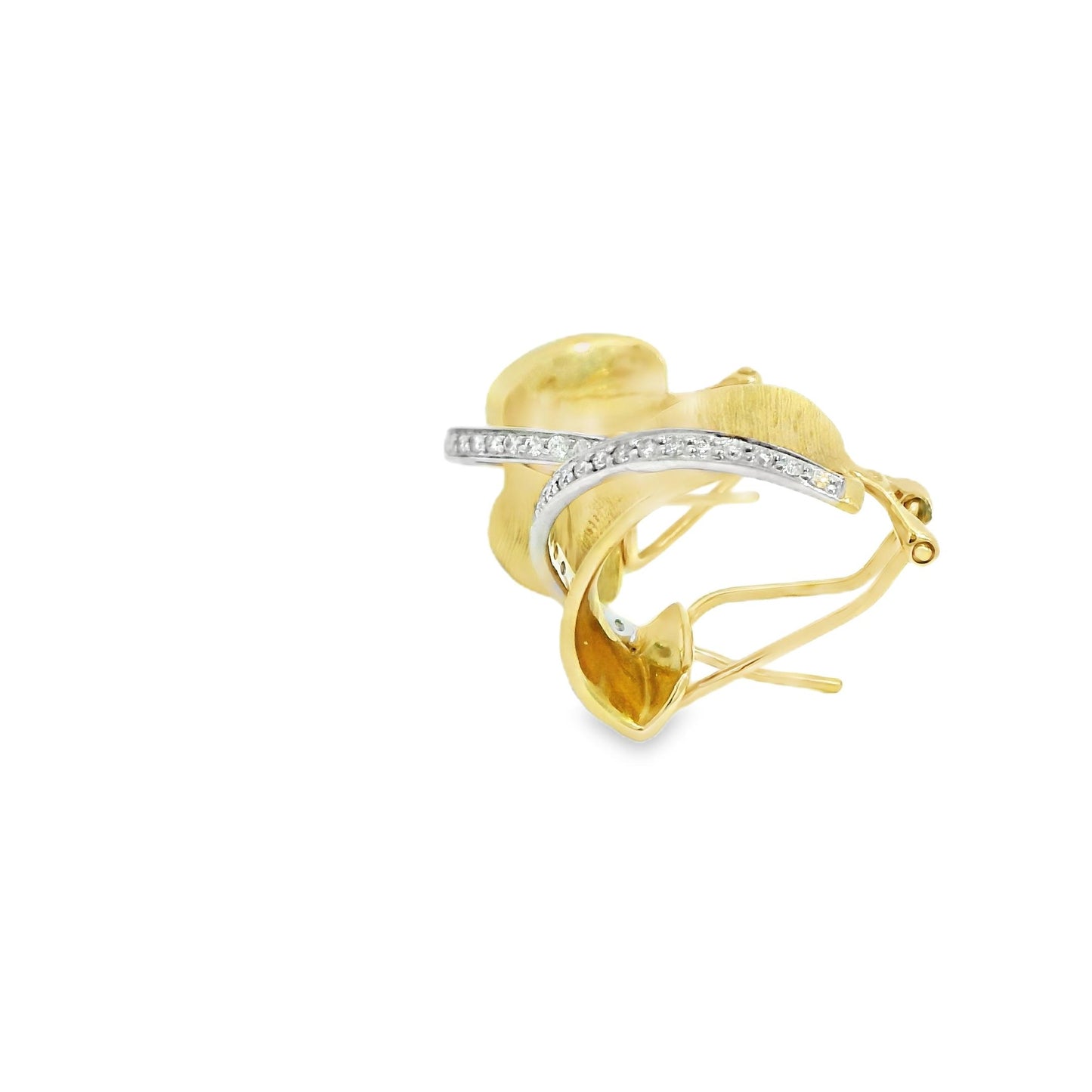 0.55 cttw. White Diamond Crossover Hoop Earrings in 14k Yellow Gold 9.81g.