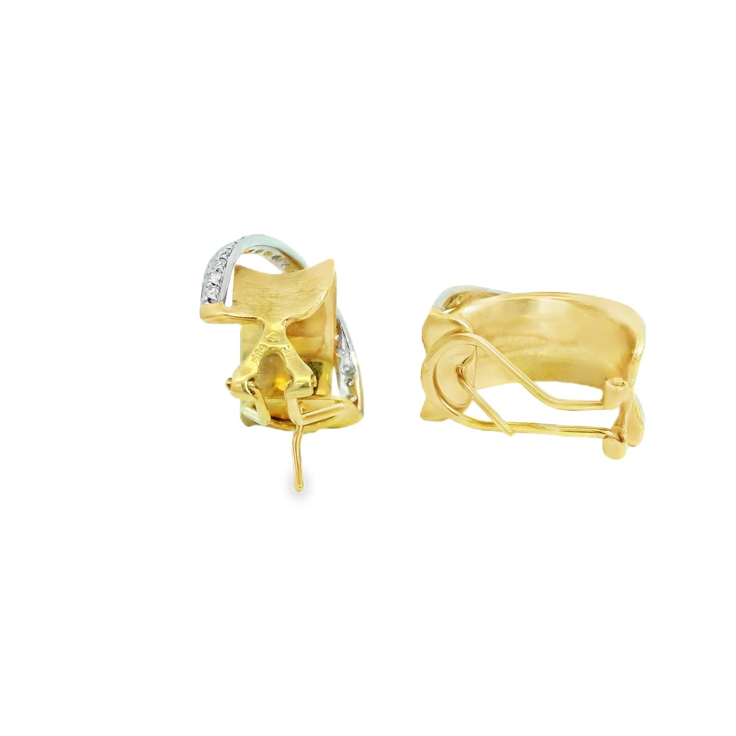 0.55 cttw. White Diamond Crossover Hoop Earrings in 14k Yellow Gold 9.81g.