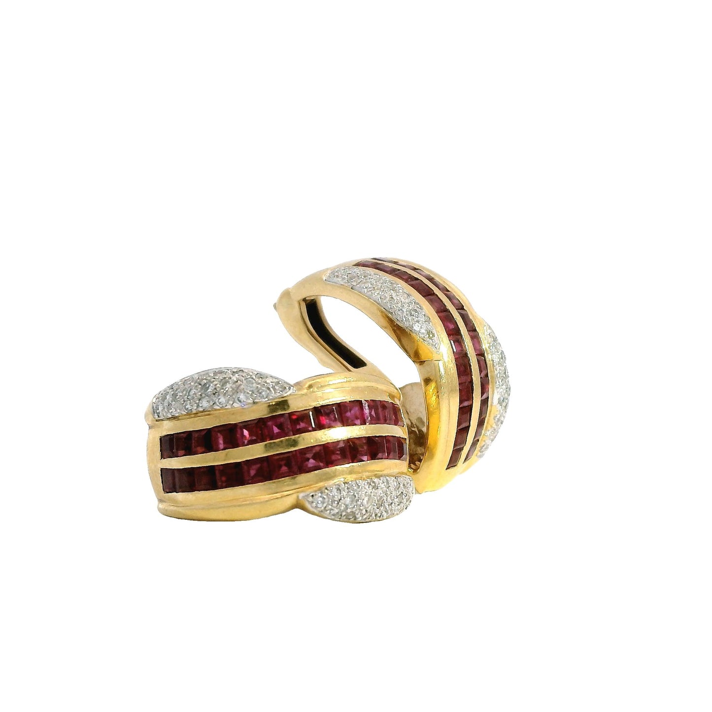3.50cttw. Ruby & 0.50cttw. White Diamond Earrings in 14k Yellow Gold