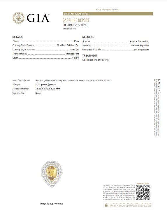 5.60ct. GIA Sapphire & 1.14cttw. White Diamond Halo Ring in 18k Yellow Gold 7US