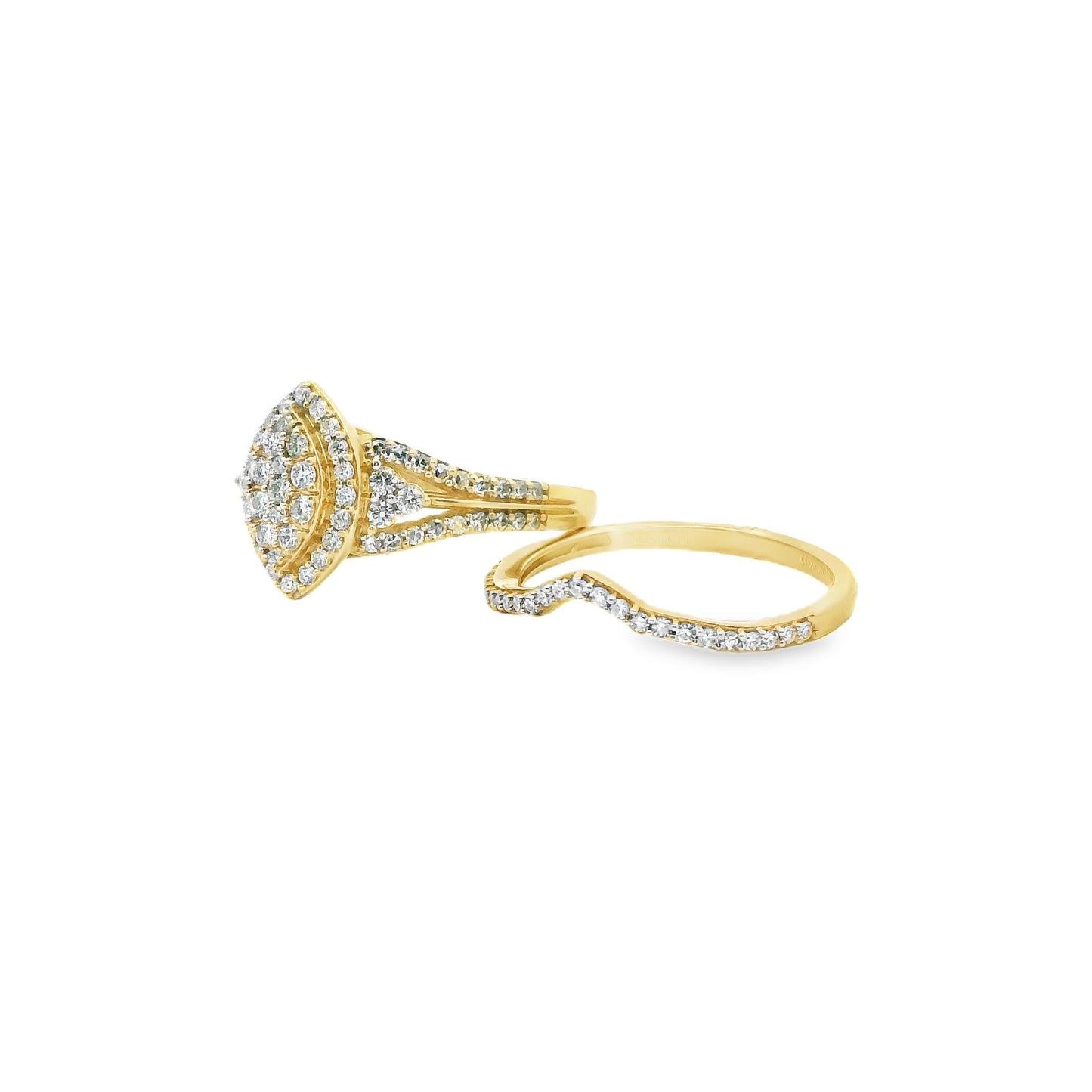 0.50cttw. White Diamond Stacking Engagement Rings & Wedding Band in 10K YG 7US