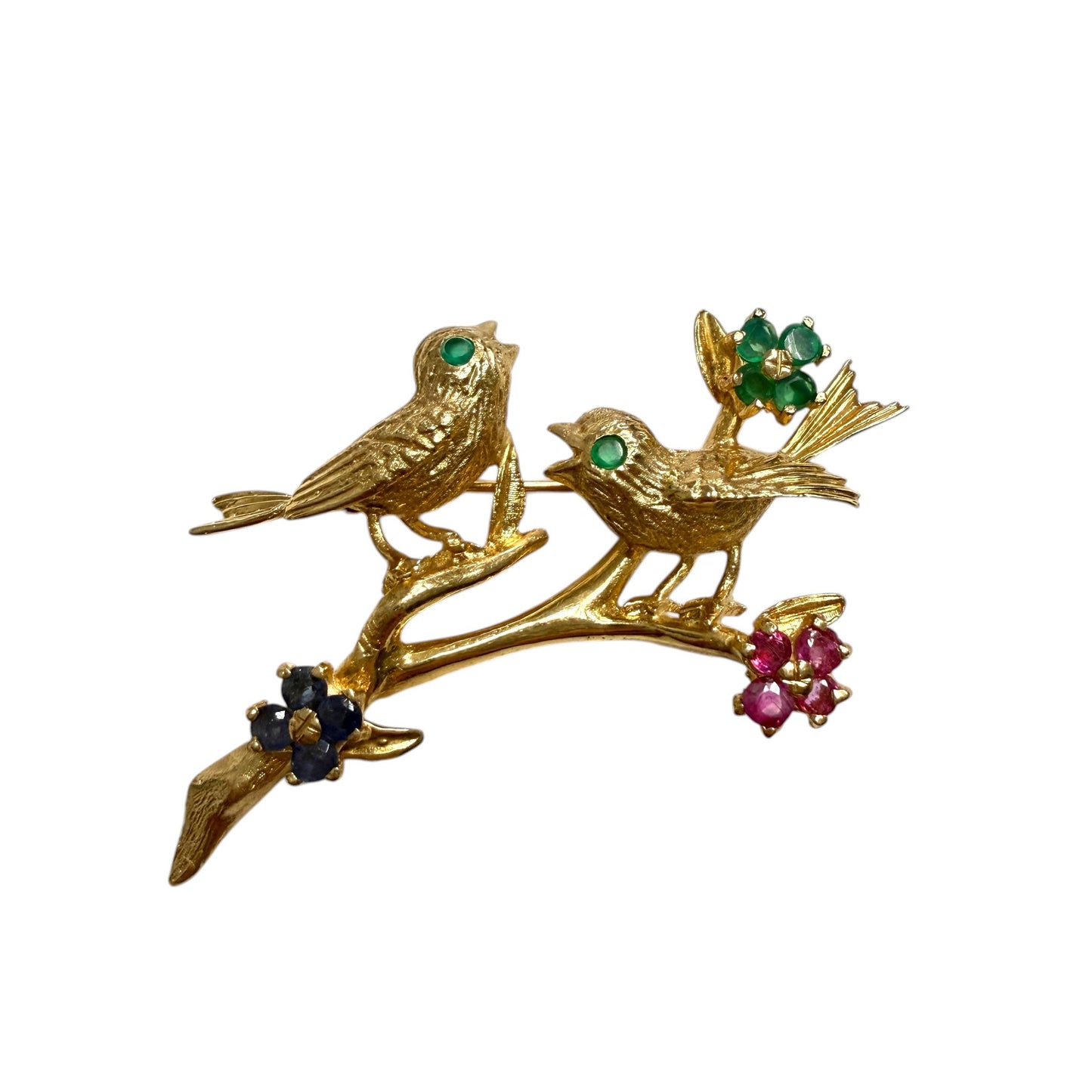 14k Yellow Gold "Birds on branch" Brooch 7.65g.