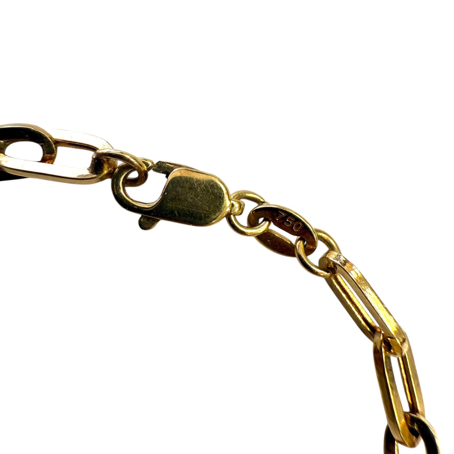 18k Yellow Gold Paperclip Chain Bracelet 2.66g 7"