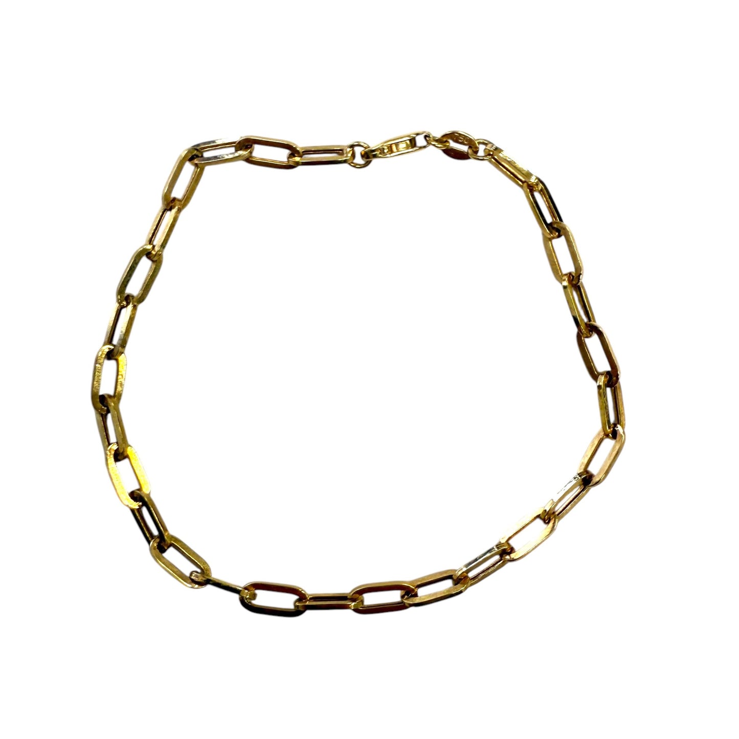 18k Yellow Gold Paperclip Chain Bracelet 2.66g 7"