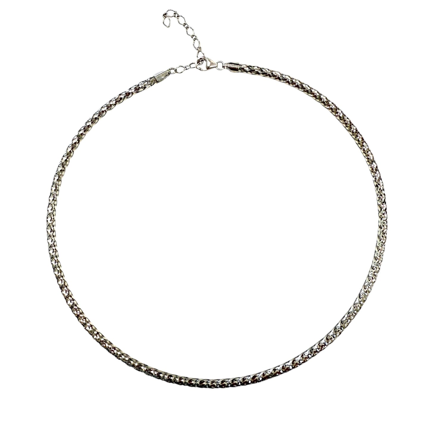 14k White Gold Milor Italy Mesh Necklace 16" 5.04g.