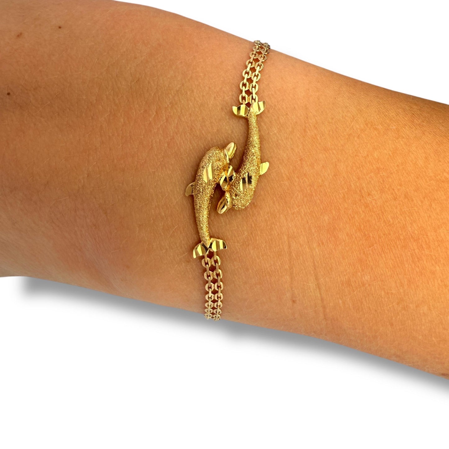 14k Yellow Gold Dolphin Bracelet 2.64g. 6.5"