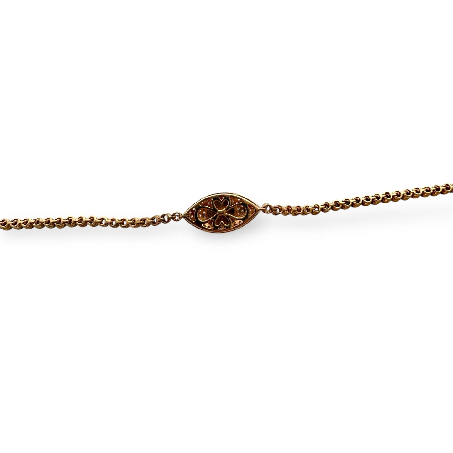 1.50cttw. White Diamond Bezel Set Evil Eye Bracelet in 14k Rose Gold 10.27g. 7"