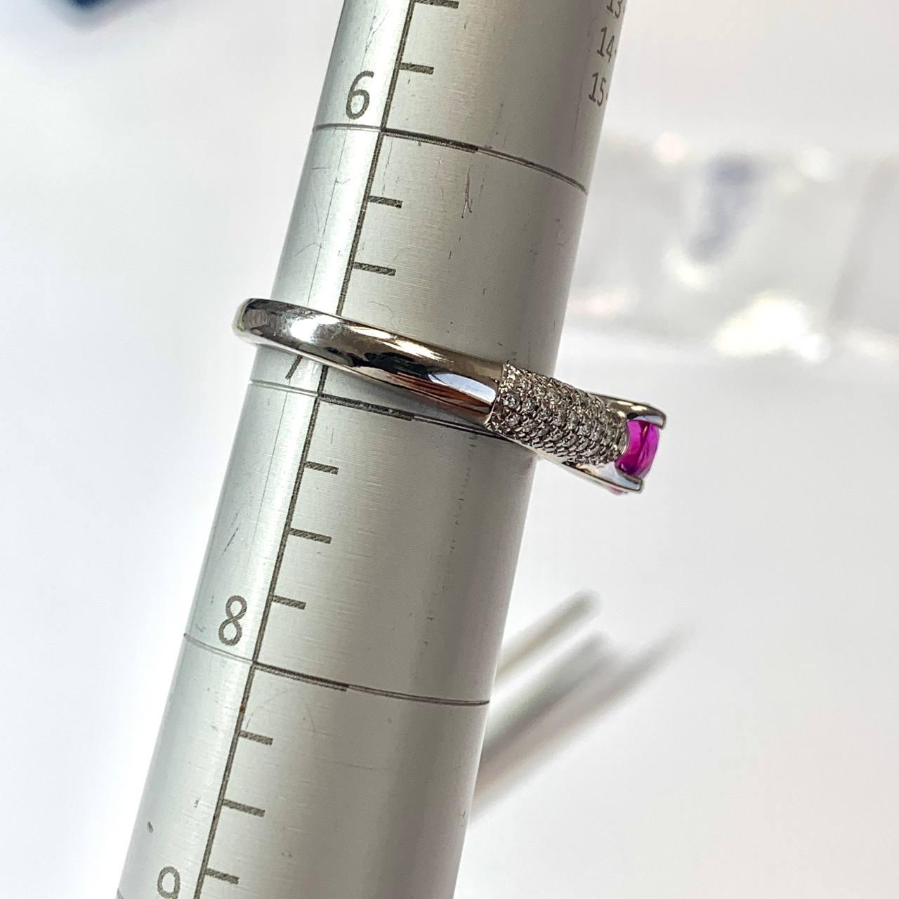 1.18 ct. GIA Purpulish Pink Sapphire Engagement Ring & Micro Pave Band 14K WG