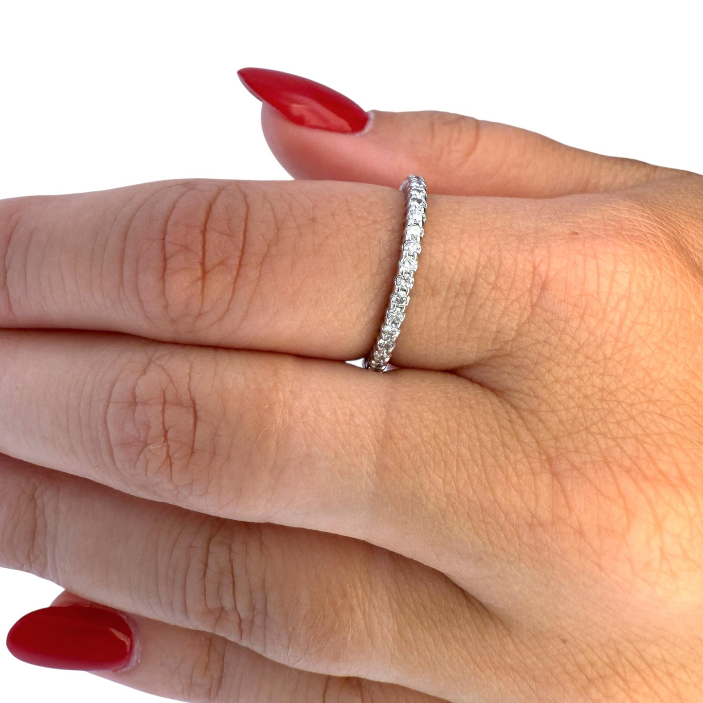 0.50cttw. White Diamond 3/4 Eternity Band in 14k White Gold 8US 2.02g.